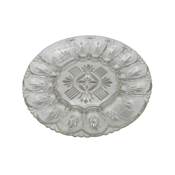 Beautiful VTG Deviled Egg Appetizer Glass Platter (Federal Glass Georgetown?) - Picture 1 of 6